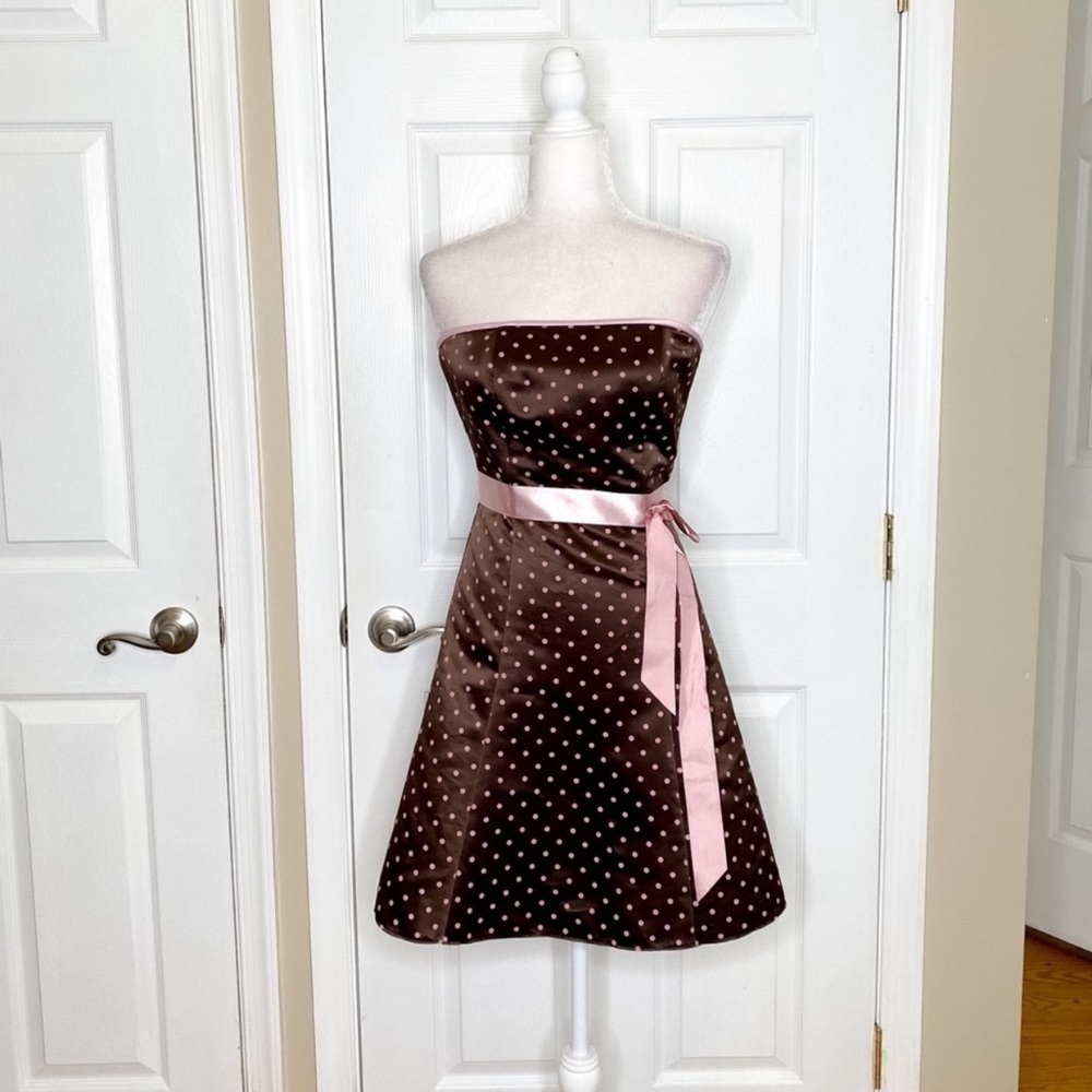 Gunne Sax Jessica McLintock Vintage Strapless Dress Polka Dot